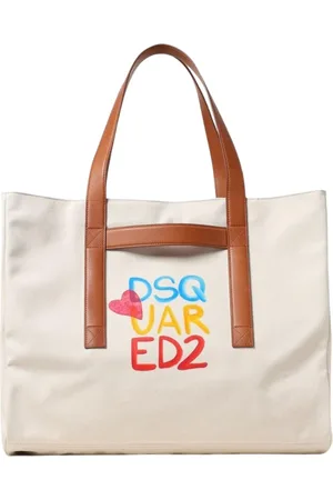 Dsquared2 Torebki, Kobieta, Beżowy, ONE SIZE, Logo Tote Bag