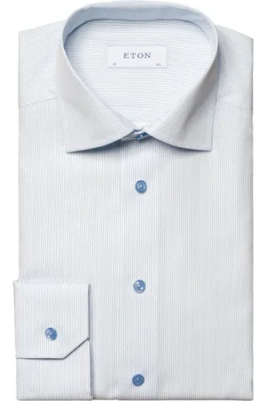 Eton Koszule, Mężczyzna, Niebieski, 7XL, Współczesna Koszula z Mikrowzorem Poplin