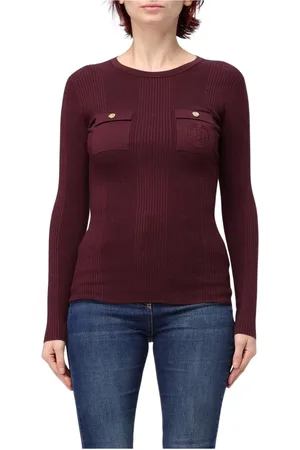 Elisabetta Franchi Swetry, Kobieta, Czerwony, M, Czerwony Sweter z Warkoczami