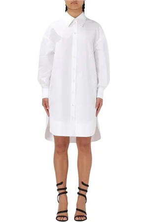 Alexander McQueen Sukienki, Kobieta, Biały, 2XS, Biała Sukienka Koszulowa z Poplinu