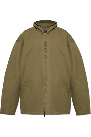 Balenciaga Kurtki, Mężczyzna, Zielony, M, Len, Kurtka z kapturem