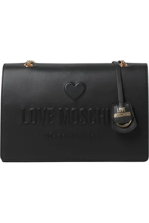 Moschino Torebki, Kobieta, Czarny, ONE SIZE, Czarna Torba na Ramię z Wytłoczonym Logo