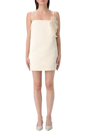 Elisabetta Franchi Sukienki, Kobieta, Beżowy, L, Organza, Koronkowa Mini Sukienka