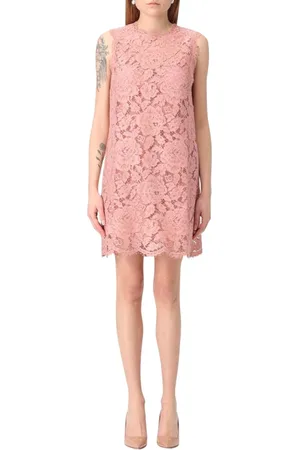 Dolce & Gabbana Sukienki, Kobieta, Różowy, 3XL, Różowa Koronkowa Mini Sukienka Elegancki Styl