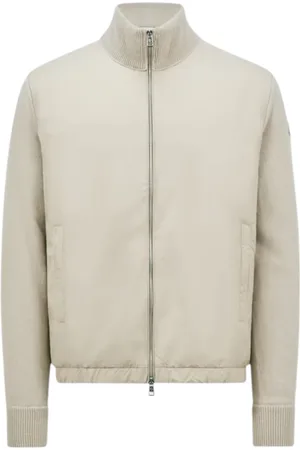 Moncler Bluzy, Mężczyzna, Beżowy, L, Kaszmir, Zapinany Sweter z Wełny i Kaszmiru Beżowy