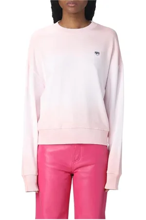 Chiara Ferragni Bluzy, Kobieta, Różowy, M, Bluza z Haftowanym Motywem Oka w Fiolecie