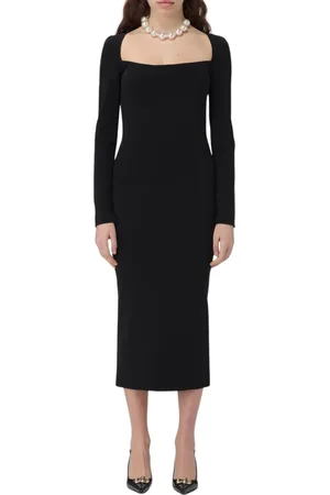 Dolce & Gabbana Sukienki, Kobieta, Czarny, XS, Elegancka Sukienka z Dekoltem na Kwadrat