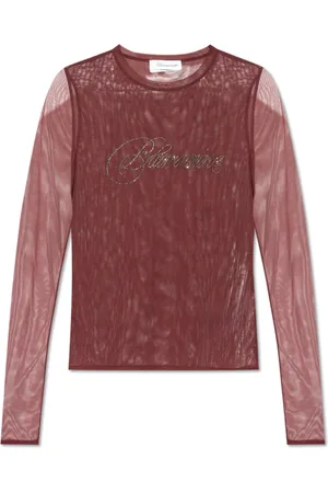 BLUMARINE Koszulki, Kobieta, Czerwony, M, Tiul, Top z logo