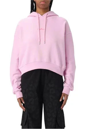 DISCLAIMER Bluzy, Kobieta, Różowy, XS, Czarna bluza z kapturem w luźnym fasonie