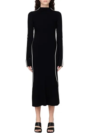 Sportmax Sukienki, Kobieta, Czarny, S, Elegancka Dzianinowa Sukienka z Paskiem