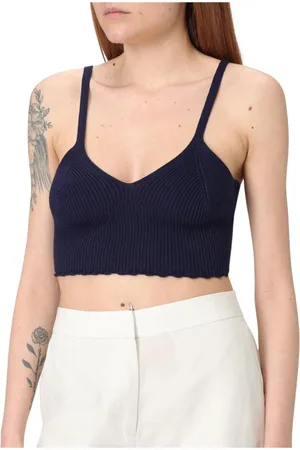 Twin-Set Koszulki, Kobieta, Niebieski, M, Elegancki Niebieski Top dla Kobiet