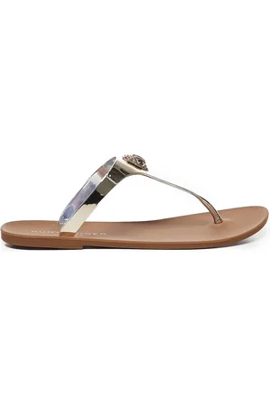Kurt Geiger Buty, Kobieta, brązowy, 36 EU, Brązowe Sandały z Metalicznym Wykończeniem i Logo z Kryształem