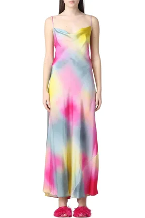 Msgm Sukienki, Kobieta, Wielobarwność, M, Fuchsia Sukienka Maxi Tie Dye