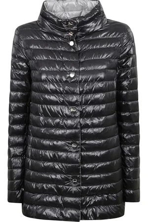 HERNO Kurtki, Kobieta, Czarny, L, Nylon, Odwrotna kurtka z wysokim kołnierzem z nylonu