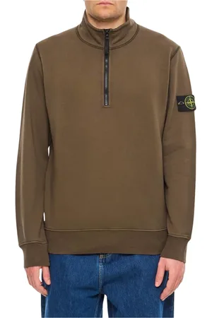 Stone Island Bluzy, Mężczyzna, Zielony, S, Czarny Sweter z Zamkiem
