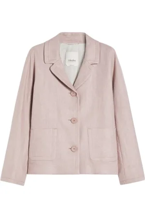 Max Mara Kurtki, Kobieta, Fioletowy, XS, Bawełna, Fioletowa Marynarka z Jednym Guzikiem z Lnu