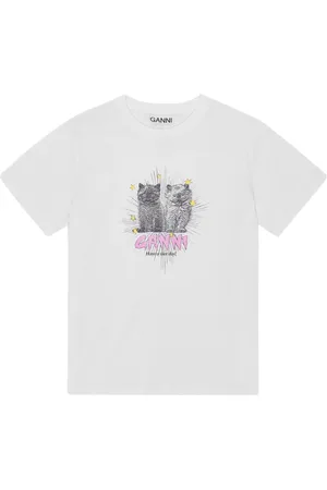 Ganni Koszulki, Kobieta, Biały, L, Białe T-shirty i Pola