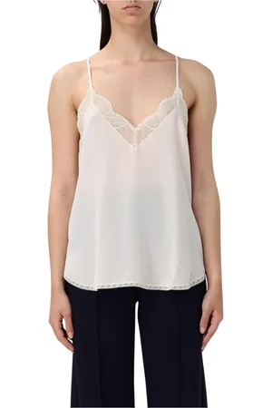 Zadig & Voltaire Koszulki, Kobieta, Biały, M, Biała Koronkowa Bluzka Cami