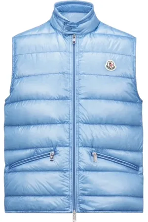 Moncler Kurtki, Mężczyzna, Niebieski, L, Nylon, Lekki Niebieski Kamizelka Puchowa