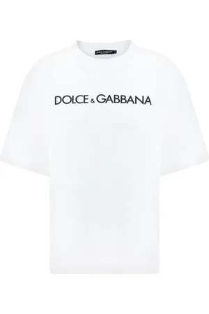 Dolce & Gabbana Koszulki, Kobieta, Biały, S, Monogramowa Bawełniana Koszulka z Okrągłym Dekoltem