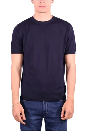 KANGRA CASHMERE Koszulki, Mężczyzna, Niebieski, L, Niebieski Jedwabny i Bawełniany T-shirt Polo