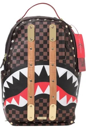 Sprayground Torebki, Kobieta, brązowy, ONE SIZE, Brązowy Kratkowy Plecak Paryskie Rekiny