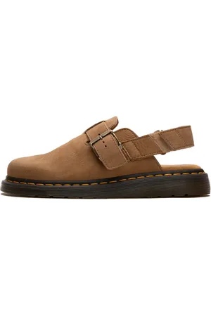 Dr. Martens Buty, Mężczyzna, Beżowy, 46 EU, Skóra, Patchwork Sandały z Żółtym Szyciem