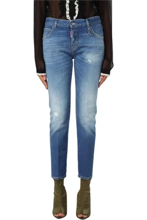 Dsquared2 Jeansy, Kobieta, Niebieski, XS, Denim, Stylowe Distressed Slim Jeansy