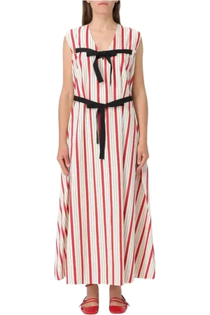 Msgm Sukienki, Kobieta, Czerwony, M, Czerwona Sukienka Midi Bez Rękawów