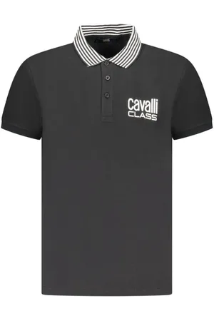 Roberto Cavalli Koszulki, Mężczyzna, Czarny, L, Czarna koszulka polo z bawełny