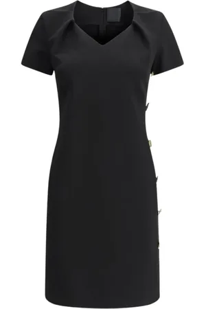 Givenchy Sukienki, Kobieta, Czarny, L, Elegancka Czarna Sukienka z Złotym Detalem
