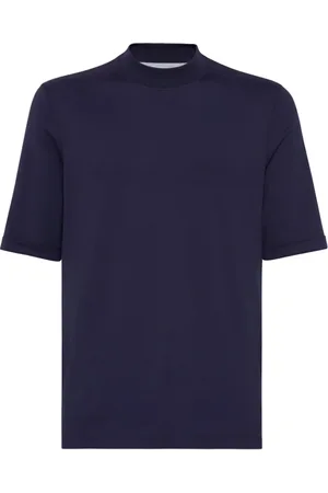 Brunello Cucinelli Koszulki, Mężczyzna, Niebieski, 2XL, Navy Cotton Jersey Sweater