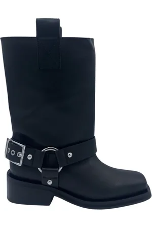 Ganni Buty, Kobieta, Czarny, 37 EU, Skóra, Botki Biker Midi