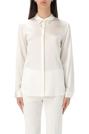 Emporio Armani Bluzki, Kobieta, Biały, 2XS, Klasyczna Jedwabna Bluzka Elegancka Biała Koszula