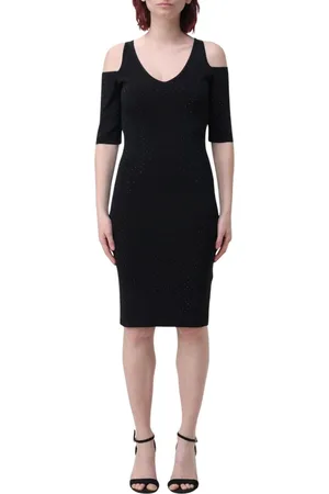 Liu Jo Sukienki, Kobieta, Czarny, L, Elegancka Czarna Sukienka Midi