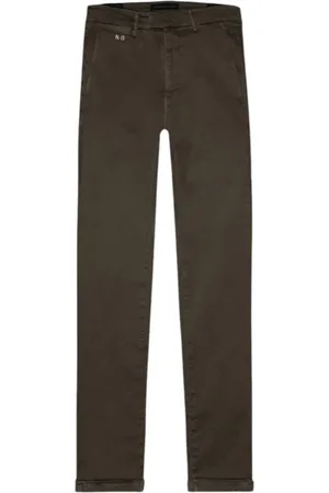 sartoria tramarossa Spodnie, Mężczyzna, brązowy, W34, Bawełna, Kawa Stretch Bawełna Gabardyna Slim Spodnie