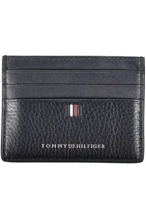 Tommy Hilfiger Akcesoria, Mężczyzna, Niebieski, ONE SIZE, Skóra, Niebieskie etui na karty z kontrastującymi detalami