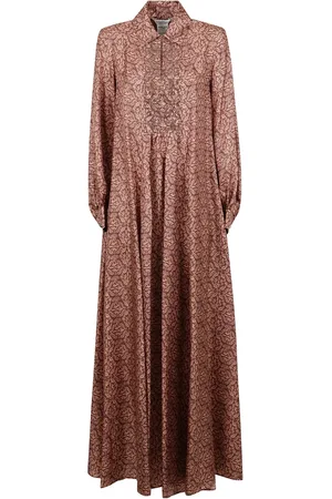 Max Mara Sukienki, Kobieta, brązowy, S, Jedwabna Sukienka Polo z Ozdobami