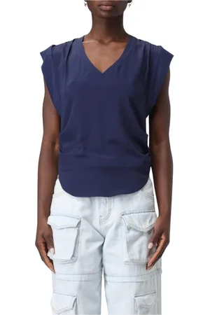Pinko Bluzki, Kobieta, Niebieski, L, Puff Sleeve V-Neck Blouse