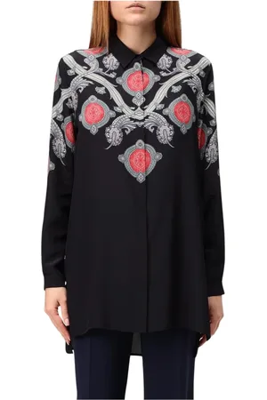 Etro Bluzki, Kobieta, Czarny, S, Elegancka jedwabna bluzka z paisleyem