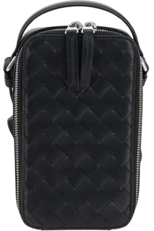 Bottega Veneta Torebki, Mężczyzna, Czarny, ONE SIZE, Czarny etui na telefon z uchwytem