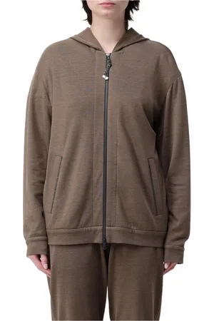 Brunello Cucinelli Bluzy, Kobieta, brązowy, L, Kapturówka w kolorze masła