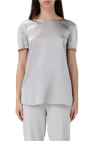 Max Mara Bluzki, Kobieta, Szary, L, Elegancka Jedwabna Bluzka w Kremowym Kolorze