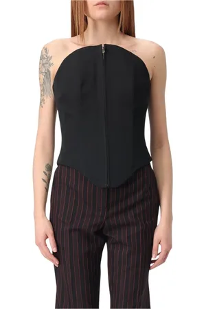 Alexander McQueen Koszulki, Kobieta, Czarny, 2XS, Czarny Strapless Gorset Top Zamek