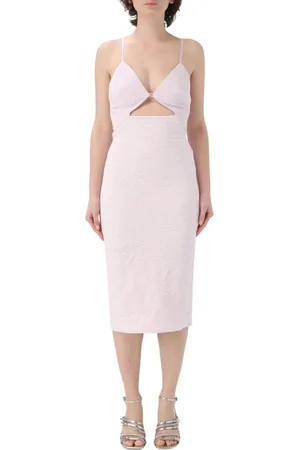 Elisabetta Franchi Sukienki, Kobieta, Różowy, M, Różowa Koronkowa Sukienka Elegancki Styl