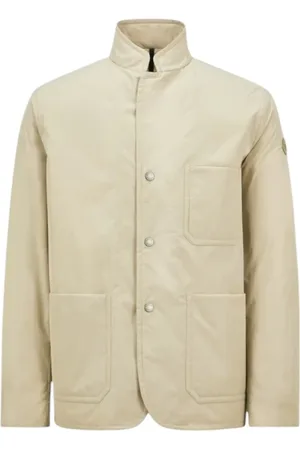Moncler Kurtki, Mężczyzna, Beżowy, 2XL, Jasno-Beżowa Kurtka Koszulowa z Puchem