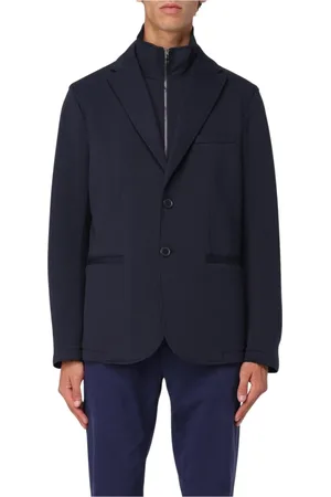 Armani Exchange Kurtki, Mężczyzna, Niebieski, S, Niebieski Blezer Neoprenowy