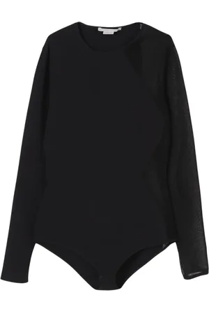 Stella McCartney Koszulki, Kobieta, Czarny, XS, Żakardowy Top z Prześwitującym Panelem