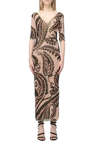 Etro Sukienki, Kobieta, Beżowy, S, Elegancka Sukienka Maxi z Paisleyem