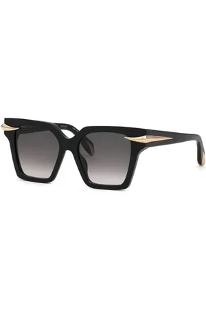 Roberto Cavalli Akcesoria, Kobieta, Czarny, ONE SIZE, Okulary przeciwsłoneczne Fang Collection z metalowym detalem